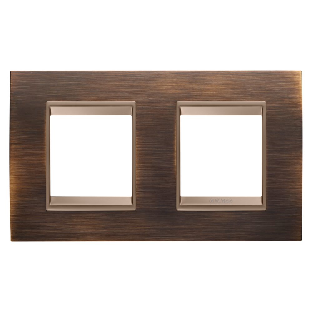 lux international plate - in metal - 2+2 modules horizontal - antique brass lavy - inner frame matt dark bronze - chorusmart
