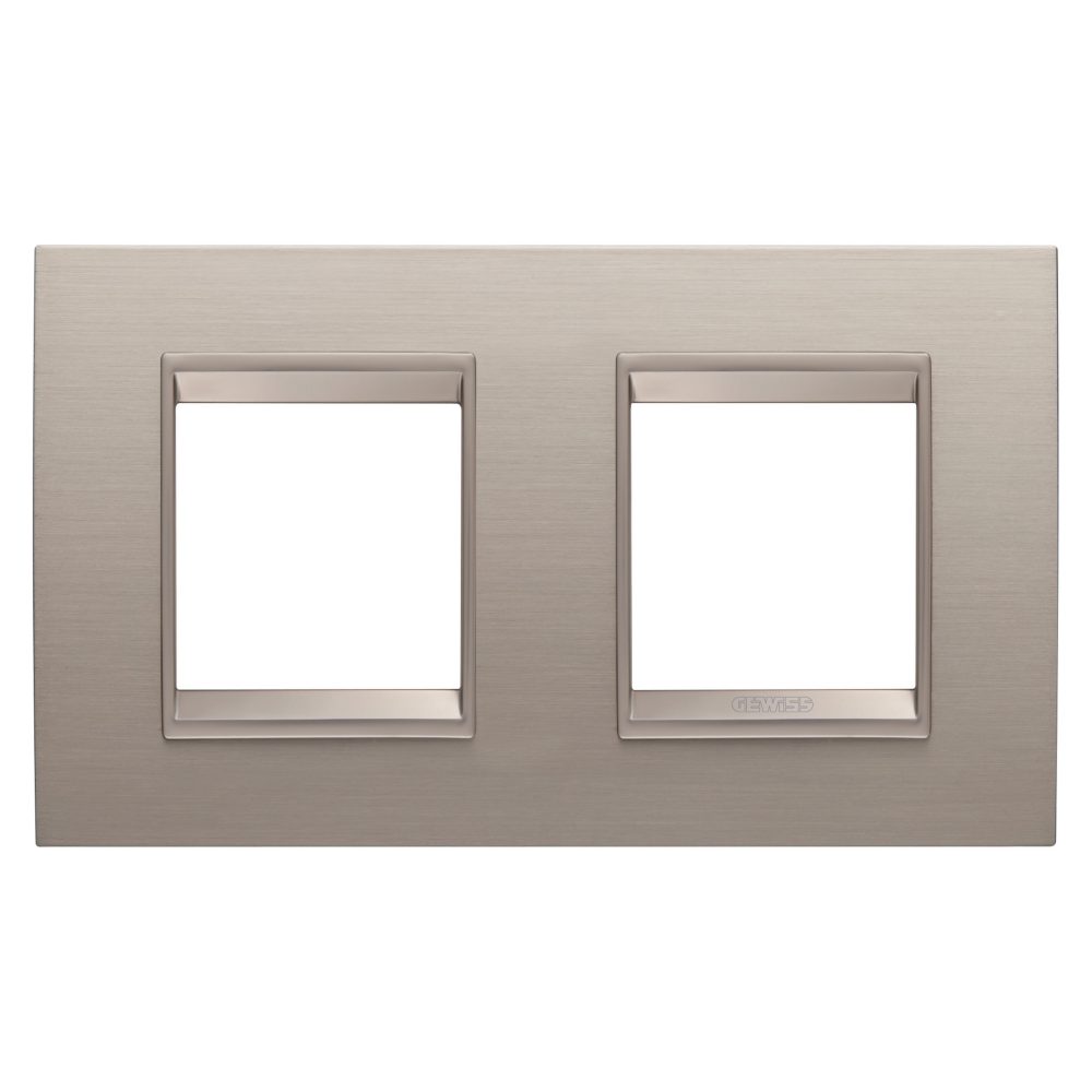  lux international plate - in metal - 2+2 modules horizontal - brushed aluminium - inner frame matt light bronze - chorusmart