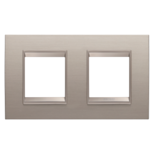 LUX INTERNATIONAL PLATE - IN METAL - 2+2 MODULES HORIZONTAL - BRUSHED ALUMINIUM - INNER FRAME MATT LIGHT BRONZE - CHORUSMART