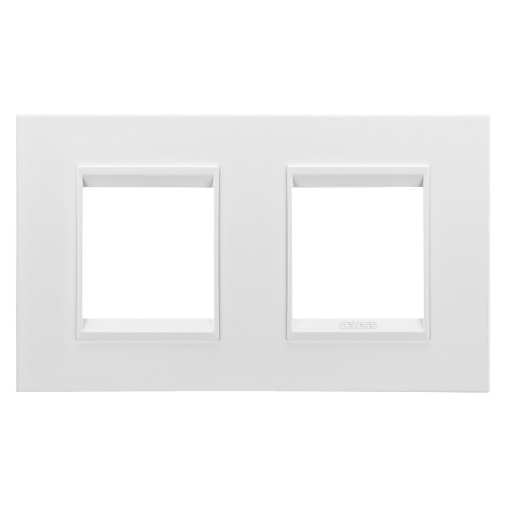  placa lux international - en metal - 2+2 módulos horizontal - blanco satinado monocromo - chorusmart