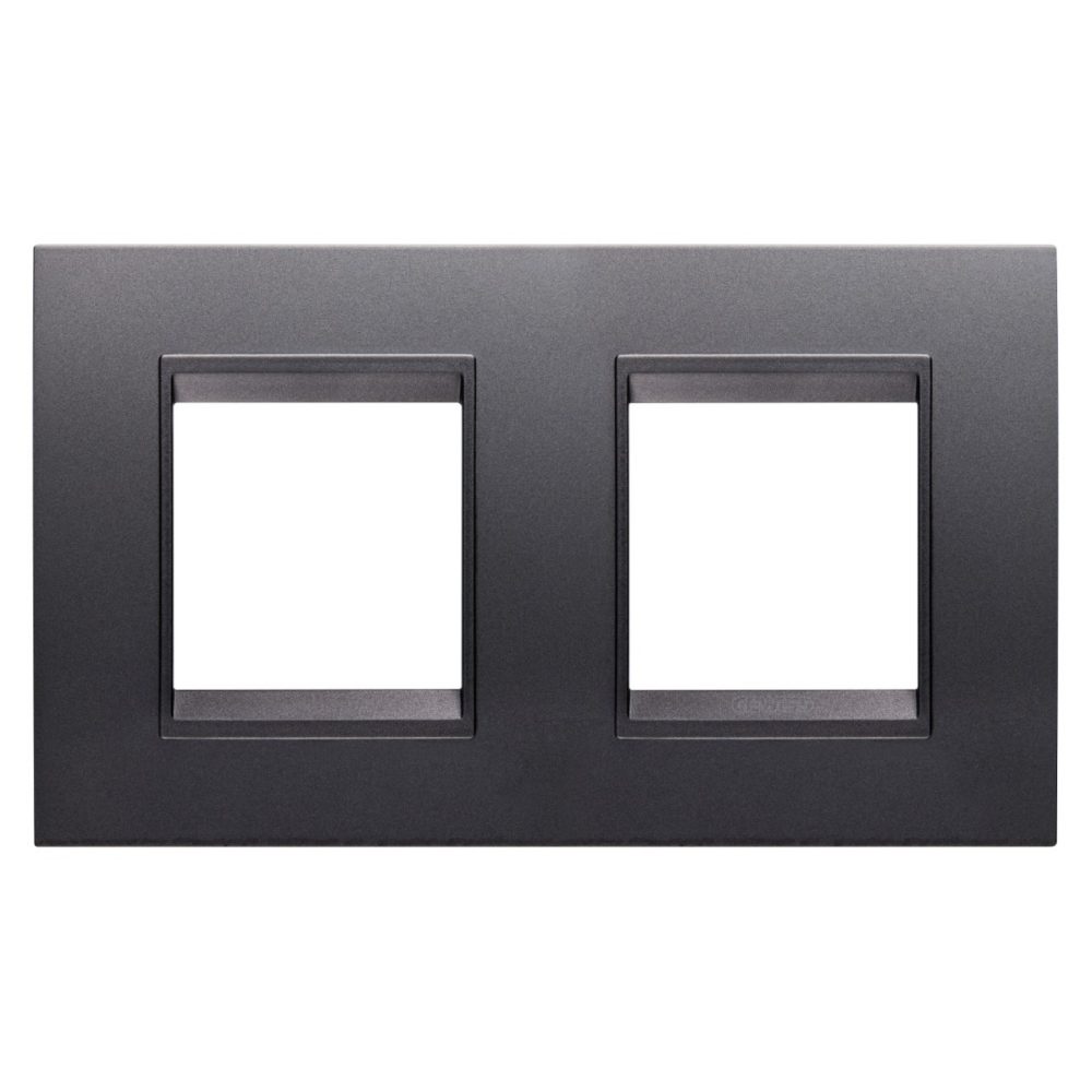  LUX INTERNATIONAL PLATE - IN PAINTED TECHNOPOLYMER - 2+2 MODULES HORIZONTAL - SLATE ABSOLUTE - INNER FRAME MATT SLATE - CHORUSMART