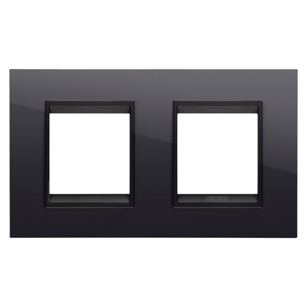  lux international plate - in technopolymer - 2+2 modules horizontal lavy - toner black - inner frame matt black - chorusmart