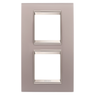 LUX INTERNATIONAL PLATE - IN GLASS - 2+2 MODULES VERTICAL - PERLY GRAY - INNER FRAME MATT LIGHT BRONZE - CHORUSMART