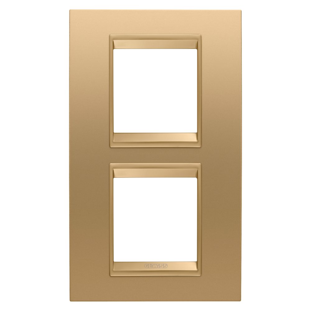  lux international plate - in metal - 2+2 modules vertical - gold - inner frame matt gold - chorusmart