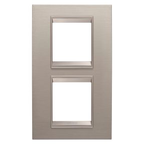 PLACCA LUX INTERNATIONAL - IN METALLO - 2+2 POSTI VERTICALE - ALLUMINIO SPAZZOLATO - CORNICE BRONZO CHIARO OPACO - CHORUSMART
