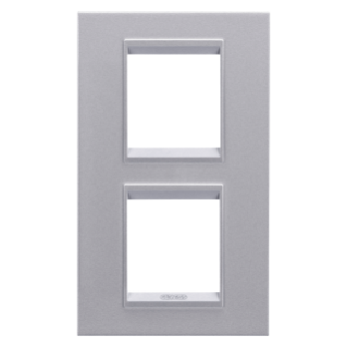 LUX INTERNATIONAL PLATE - IN PAINTED TECHNOPOLYMER - 2+2 MODULES VERTICAL - MONOCHROME TITANIUM - CHORUSMART