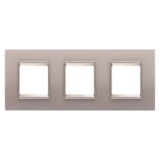 LUX INTERNATIONAL PLATE - IN GLASS - 2+2+2 MODULES HORIZONTAL - PERLY GRAY - INNER FRAME MATT LIGHT BRONZE - CHORUSMART