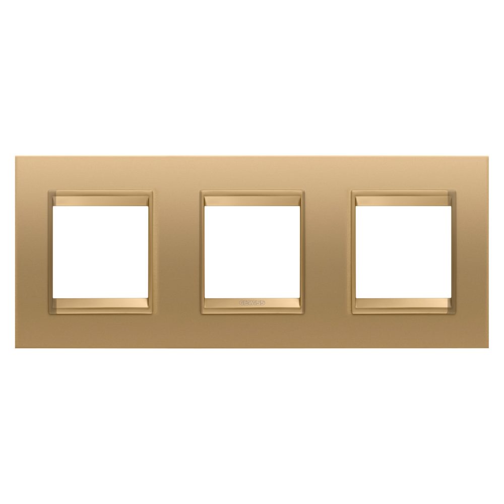  lux international plate - in metal - 2+2+2 modules horizontal - gold - inner frame matt gold - chorusmart