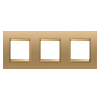 LUX INTERNATIONAL PLATE - IN METAL - 2+2+2 MODULES HORIZONTAL - GOLD  - INNER FRAME MATT GOLD - CHORUSMART