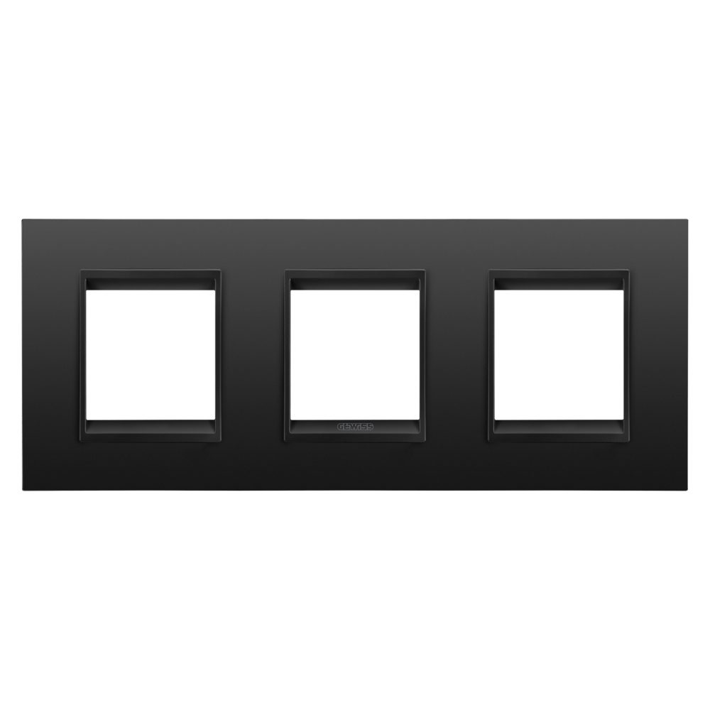  abdeckrahmen lux international - in metall - 2+2+2 module horizontal - schwarz satiniert monochrom - chorusmart