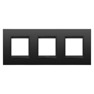 LUX INTERNATIONAL PLATE - IN METAL - 2+2+2 MODULES HORIZONTAL - MONOCHROME SATIN BLACK - CHORUSMART