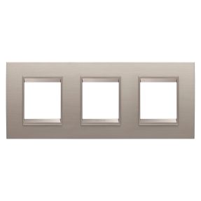 PLACCA LUX INTERNATIONAL - IN METALLO - 2+2+2 POSTI ORIZZONTALE - ALLUMINIO SPAZZOLATO - CORNICE BRONZO CHIARO OPACO - CHORUSMART