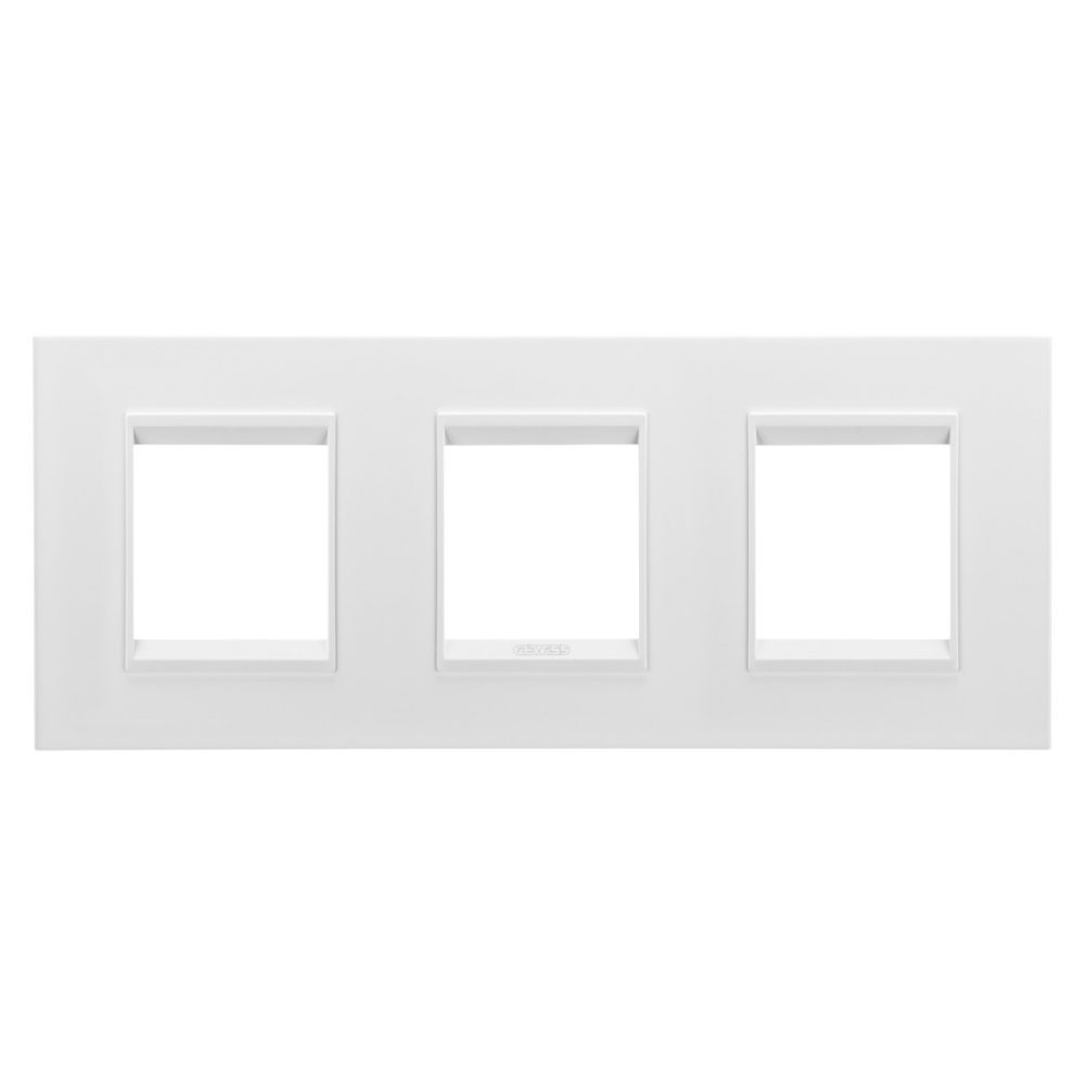  LUX INTERNATIONAL PLATE - IN METAL - 2+2+2 MODULES HORIZONTAL - MONOCHROME SATIN WHITE - CHORUSMART