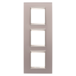 LUX INTERNATIONAL PLATE - IN GLASS - 2+2+2 MODULES VERTICAL - PERLY GRAY - INNER FRAME MATT LIGHT BRONZE - CHORUSMART