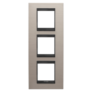 LUX INTERNATIONAL PLATE - IN METAL - 2+2+2 MODULES VERTICAL - BRUSHED ALUMINIUM LAVY - INNER FRAME MATT BLACK - CHORUSMART