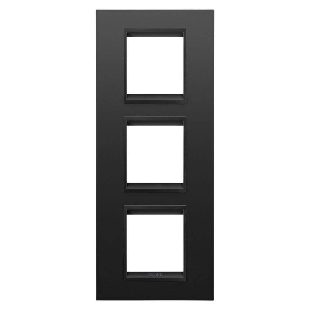  placca lux international - in metallo - 2+2+2 posti verticale - nero satinato monochrome - chorusmart