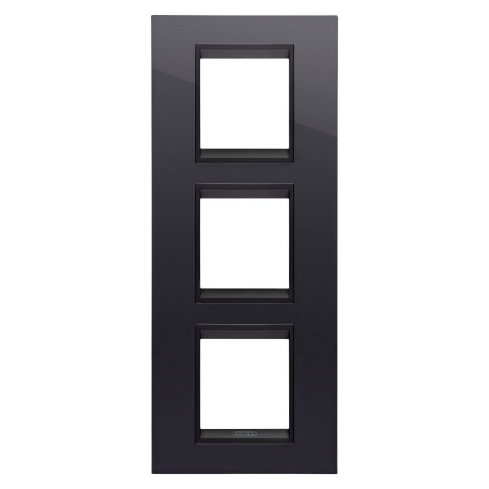  lux international plate - in technopolymer - 2+2+2 modules vertical - toner black lavy - inner frame matt black - chorusmart
