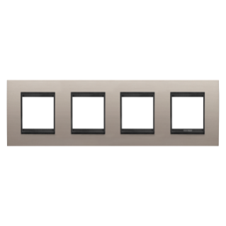 LUX INTERNATIONAL PLATE - IN METAL - 2+2+2+2 MODULES HORIZONTAL - BRUSHED ALUMINIUM LAVY - INNER FRAME MATT BLACK - CHORUSMART