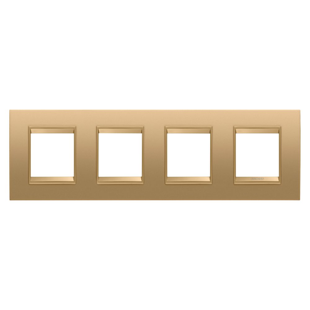  lux international plate - in metal - 2+2+2+2 modules horizontal - gold - inner frame matt gold - chorusmart