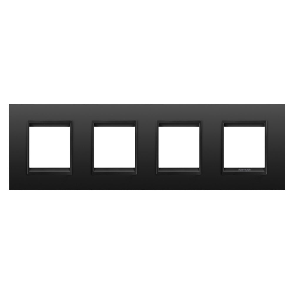  placca lux international - in metallo - 2+2+2+2 posti orizzontale - nero satinato monochrome - chorusmart