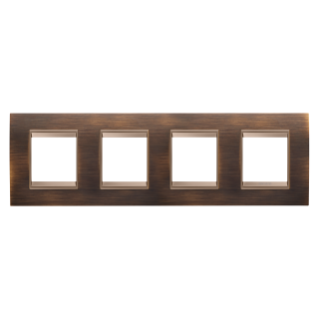 LUX INTERNATIONAL PLATE - IN METAL - 2+2+2+2 MODULES HORIZONTAL - ANTIQUE BRASS LAVY - INNER FRAME MATT DARK BRONZE - CHORUSMART