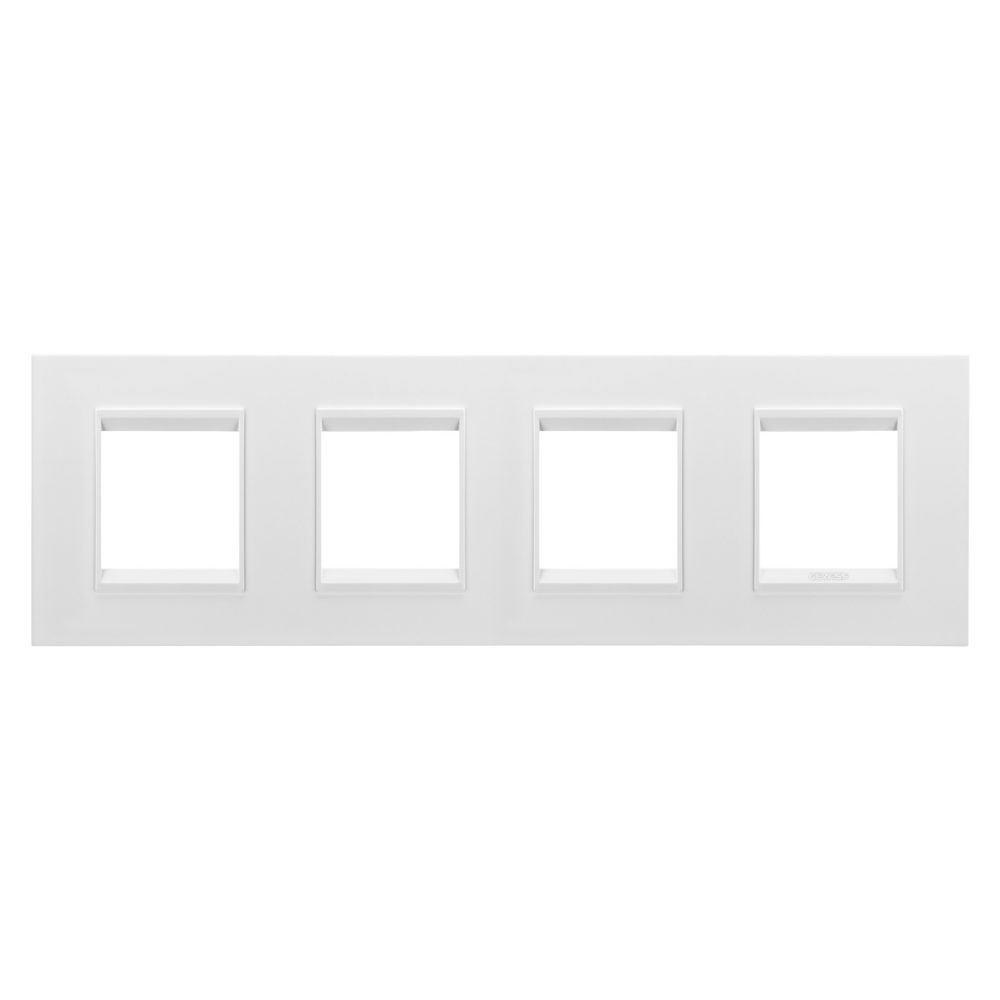  placca lux international - in metallo - 2+2+2+2 posti orizzontale - bianco satinato monochrome - chorusmart