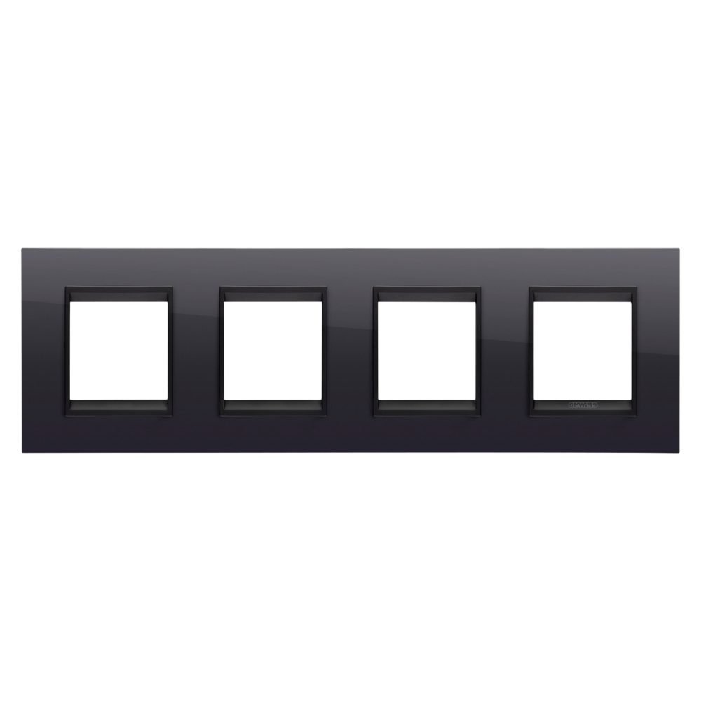  lux international plate - in technopolymer - 2+2+2+2 modules horizontal - toner black lavy - inner frame matt black - chorusmart