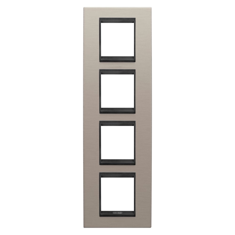  abdeckrahmen lux international - in metall - 2+2+ +2+2 module vertikal - gebürstetes aluminium lavy - innenrahmen mattschwarz - chorusmart