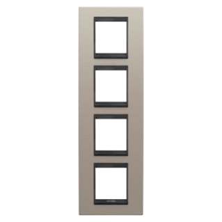 LUX INTERNATIONAL PLATE - IN METAL - 2+2+2+2 MODULES VERTICAL - BRUSHED ALUMINIUM LAVY - INNER FRAME MATT BLACK - CHORUSMART