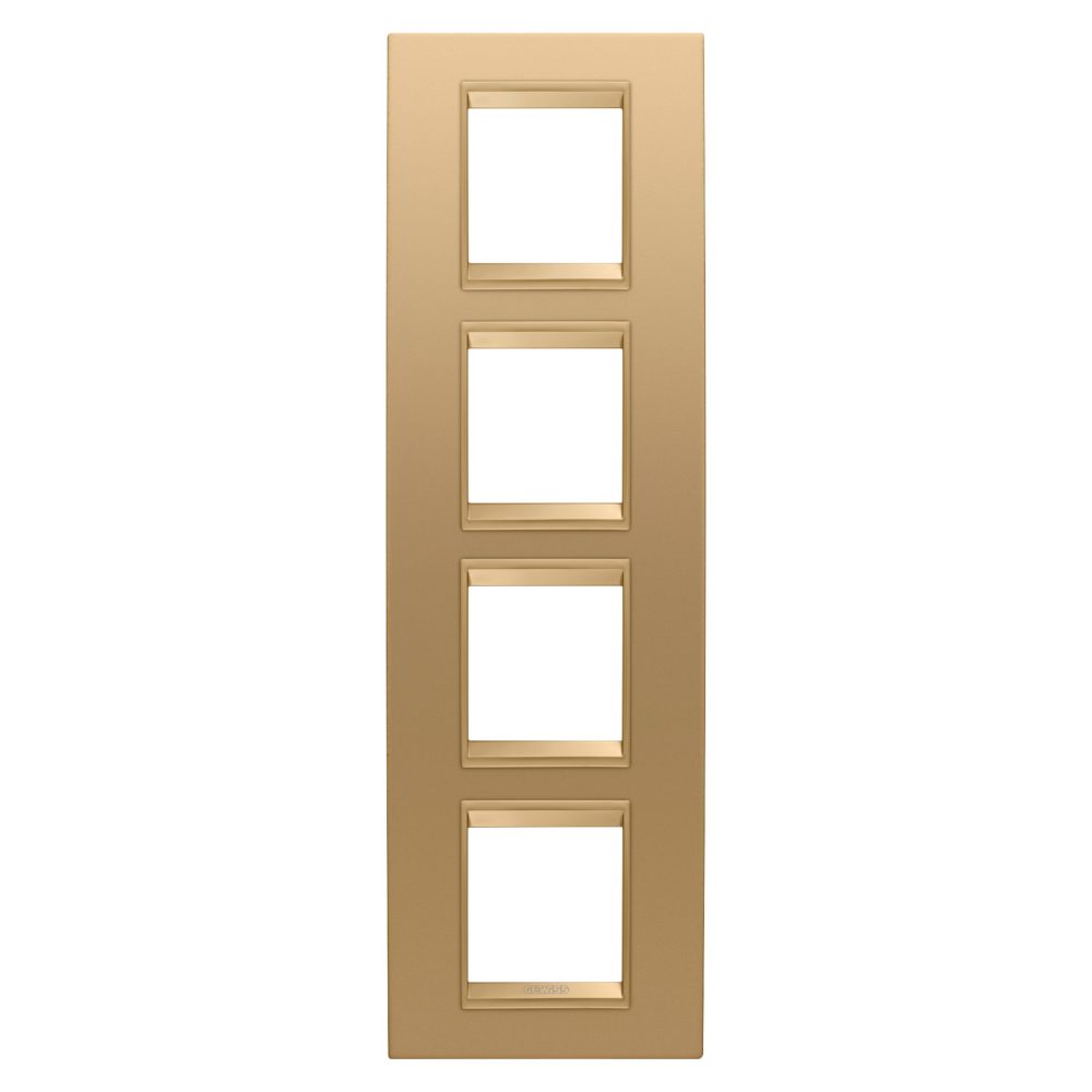  lux international plate - in metal - 2+2+2+2 modules vertical - gold - inner frame matt gold - chorusmart
