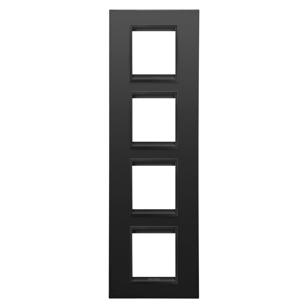  placca lux international - in metallo - 2+2+2+2 posti verticale - nero satinato monochrome - chorusmart