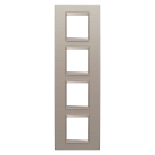LUX INTERNATIONAL PLATE - IN METAL - 2+2+2+2 MODULES VERTICAL - BRUSHED ALUMINIUM - INNER FRAME MATT LIGHT BRONZE - CHORUSMART