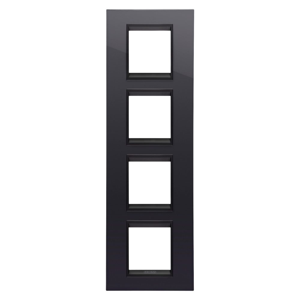  lux international plate - in technopolymer - 2+2+2+2 modules vertical - toner black lavy - inner frame matt black - chorusmart