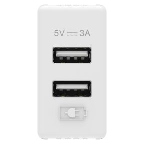 alimentatore usb - tipo a+a - 3a - bianco - system