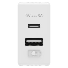 ÎNCĂRCĂTOR USB - TIP A+C - 3A - ALB - SISTEM