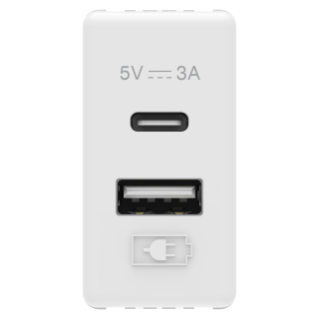 USB CHARGER - A+C TYPE -  3A - WHITE - SYSTEM
