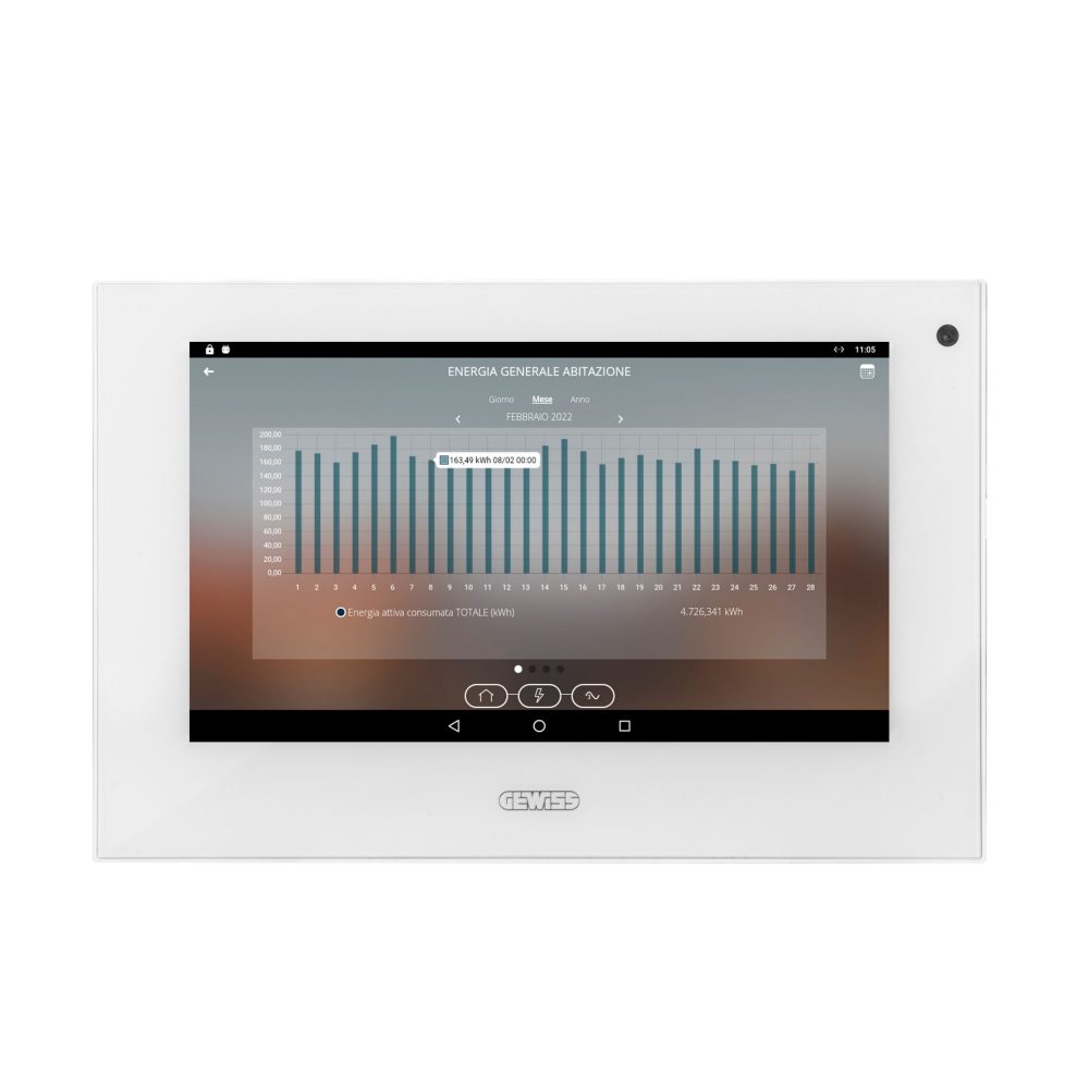  7" touch screen panel with video entryphone and system supervision functions - white