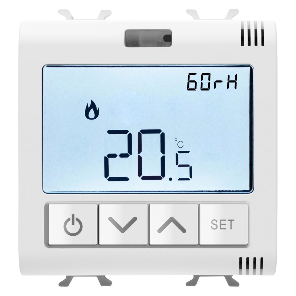  connected thermostat mit feuchtemessung - zigbee - 100-240 v ac 50/60 hz - na 5 a (ac1) 240 v ac - 2 module - weiss satiniert - chorusmart