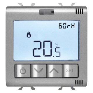 CONNECTED THERMOSTAT WITH HUMIDITY MEASURE - ZIGBEE - 100/240 V AC 50/60 HZ - NA  5A (AC1) 240  V AC - 2 MODULES - TITANIUM - CHORUSMART