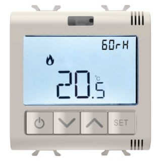 CONNECTED THERMOSTAT WITH HUMIDITY MEASURE - ZIGBEE - 100/240 V AC 50/60 HZ - NA  5A (AC1) 240  V AC - 2 MODULES - SATIN NATURAL BEIGE - CHORUSMART