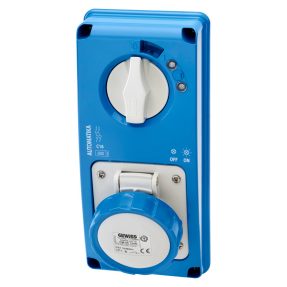 VERTICAL FIXED INTERLOCKED SOCKET OUTLET - AUTOMATIKA - MT 6KA CURVE C - WITHOUT BOTTOM - 2P+E 16A 230V 6H - IP67