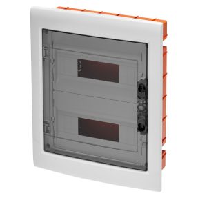 quadro di distribuzione con pannelli finestrati e telaio estraibile - porta trasparente fumé - (12x2) 24 moduli ip40