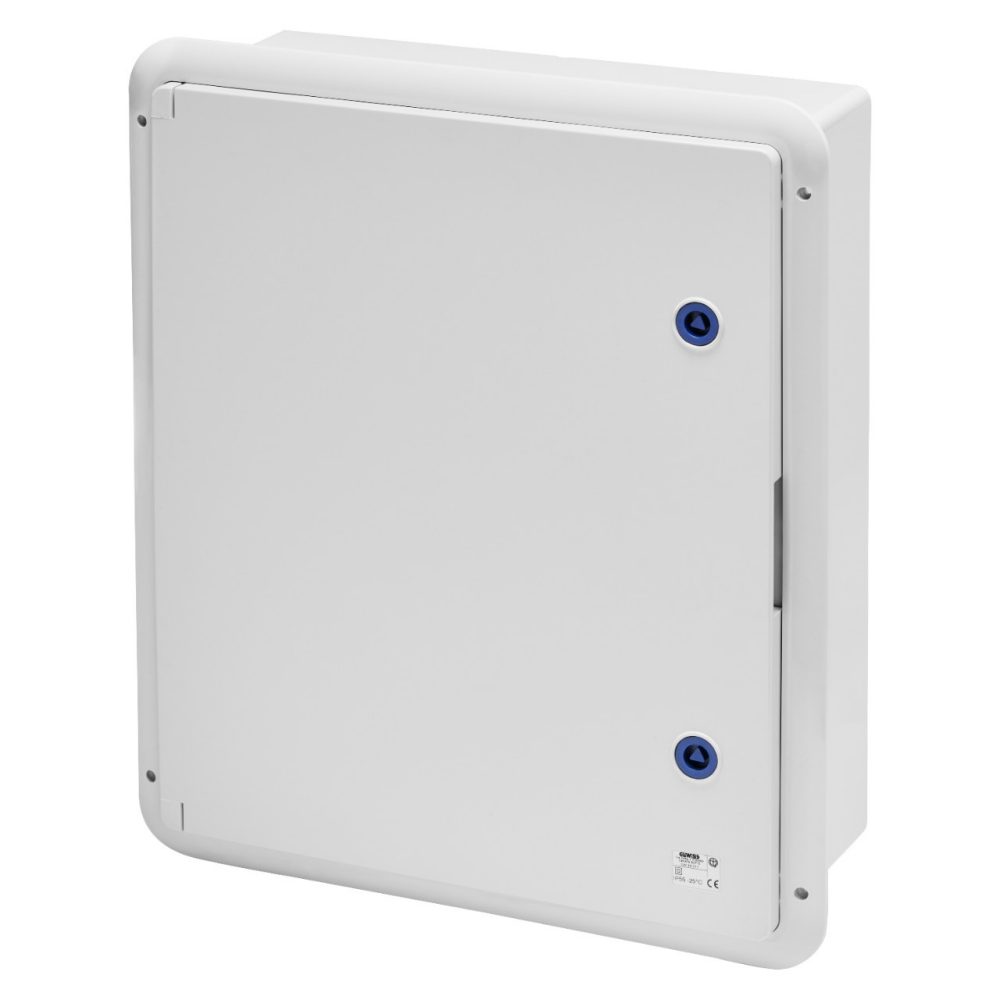  WATERTIGHT BOARD WITH BLANK DOOR FITTED WITH LOCK - GWPLAST 120 - 396X474X160 - IP55 - GREY RAL 7035