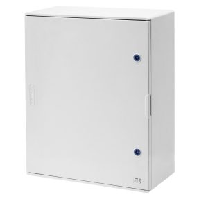 POLYESTER ENCLOSURE WITH BLANK DOOR FITTED WITH LOCK - 585X800X300 - IP66 - GREY RAL 7035