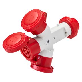 MULTIPLICATEUR MOBILE À 3 SORTIES IP67 - FICHE 16A - 3 PRISES 3P+N+T 400V 50/60HZ - ROUGE - 6H multiplicateur mobile à 3 sorties ip67 - fiche 16a - 3 prises 3p+n+t 400v 50/60hz - rouge - 6h