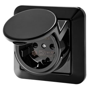 presa interruttore differenziale con placca - 16a 30ma ip44 - colore nero
