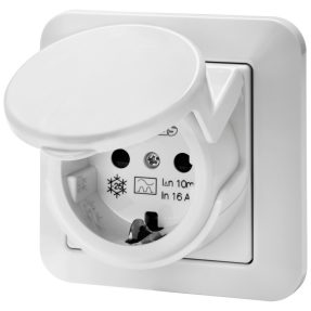 RCD SAFETY SOCKET - 16A 10mA IP44 - WHITE COLOUR