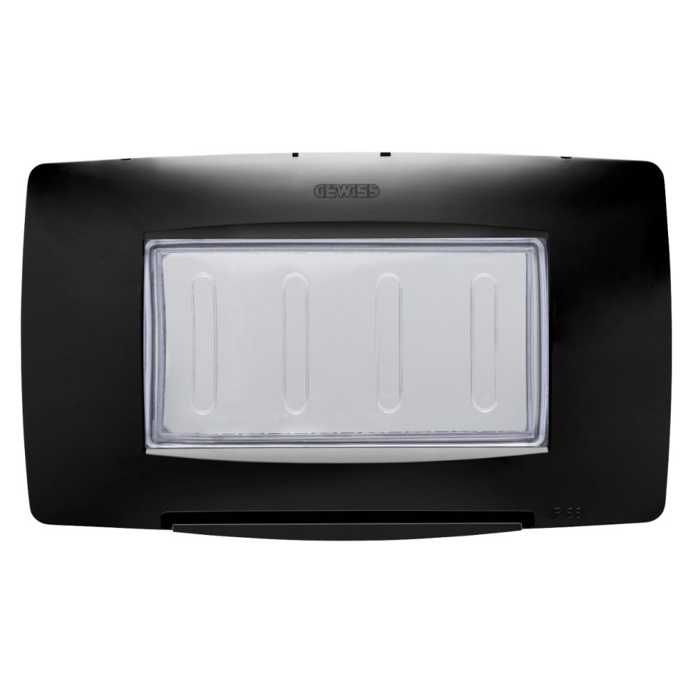  PLAQUE ÉTANCHE - standard italien - 4 GROUPE IP55 - NOIR - CHORUSMART