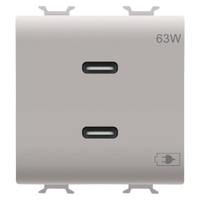 încărcător usb - tip c+c - 63w - satin natural - 2 modul - chorusmart