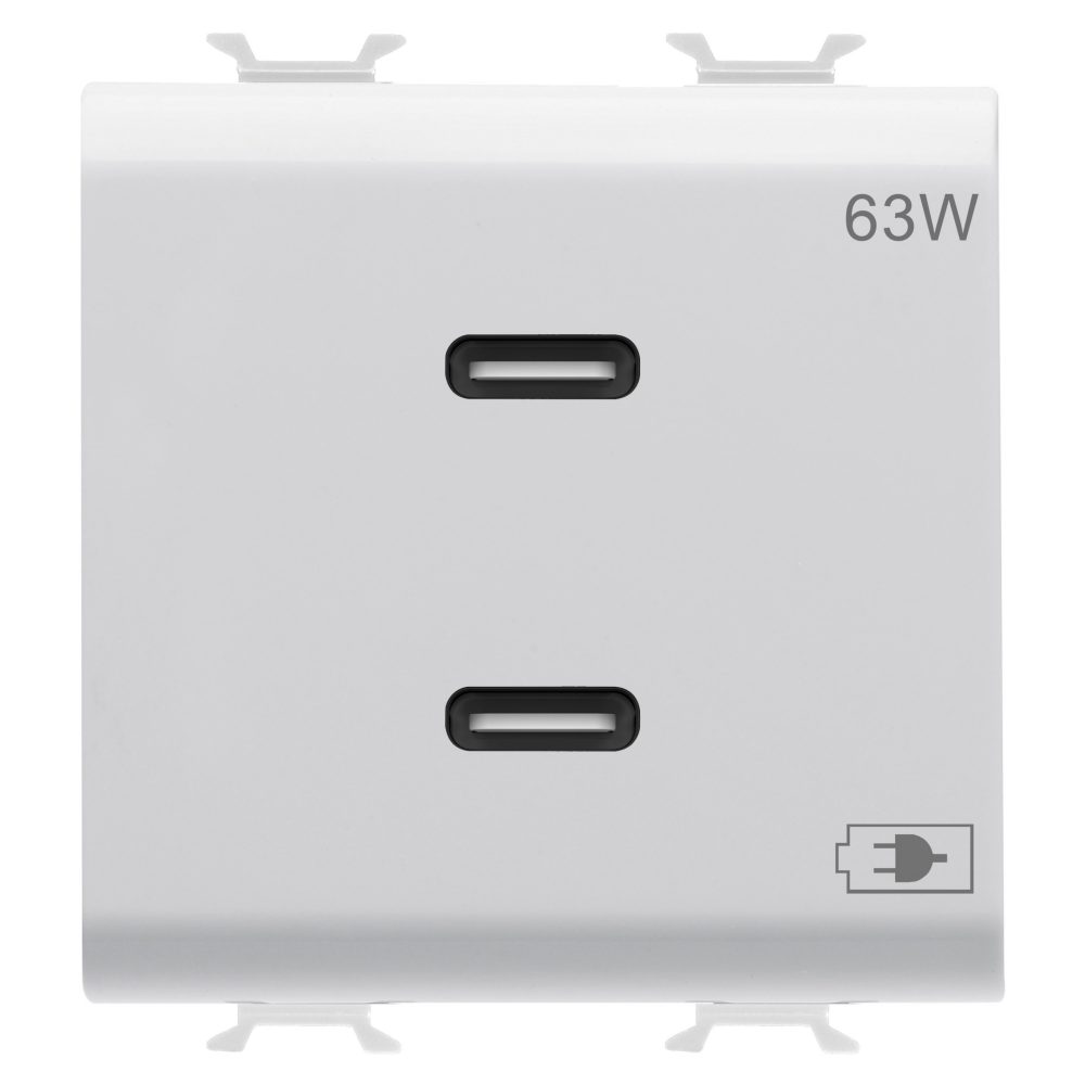 încărcător usb - tip c+c - 63w - alb lucios - 2 modul - chorusmart